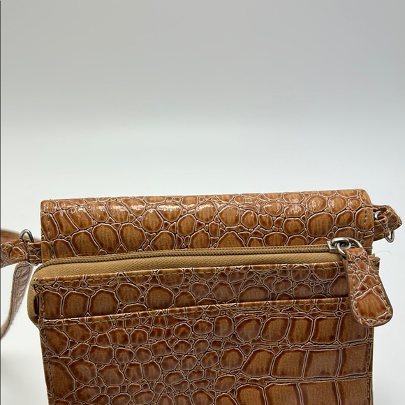 George wallet on string shoulder bag tan animal print faux patent leather casual - Picture 8 of 16